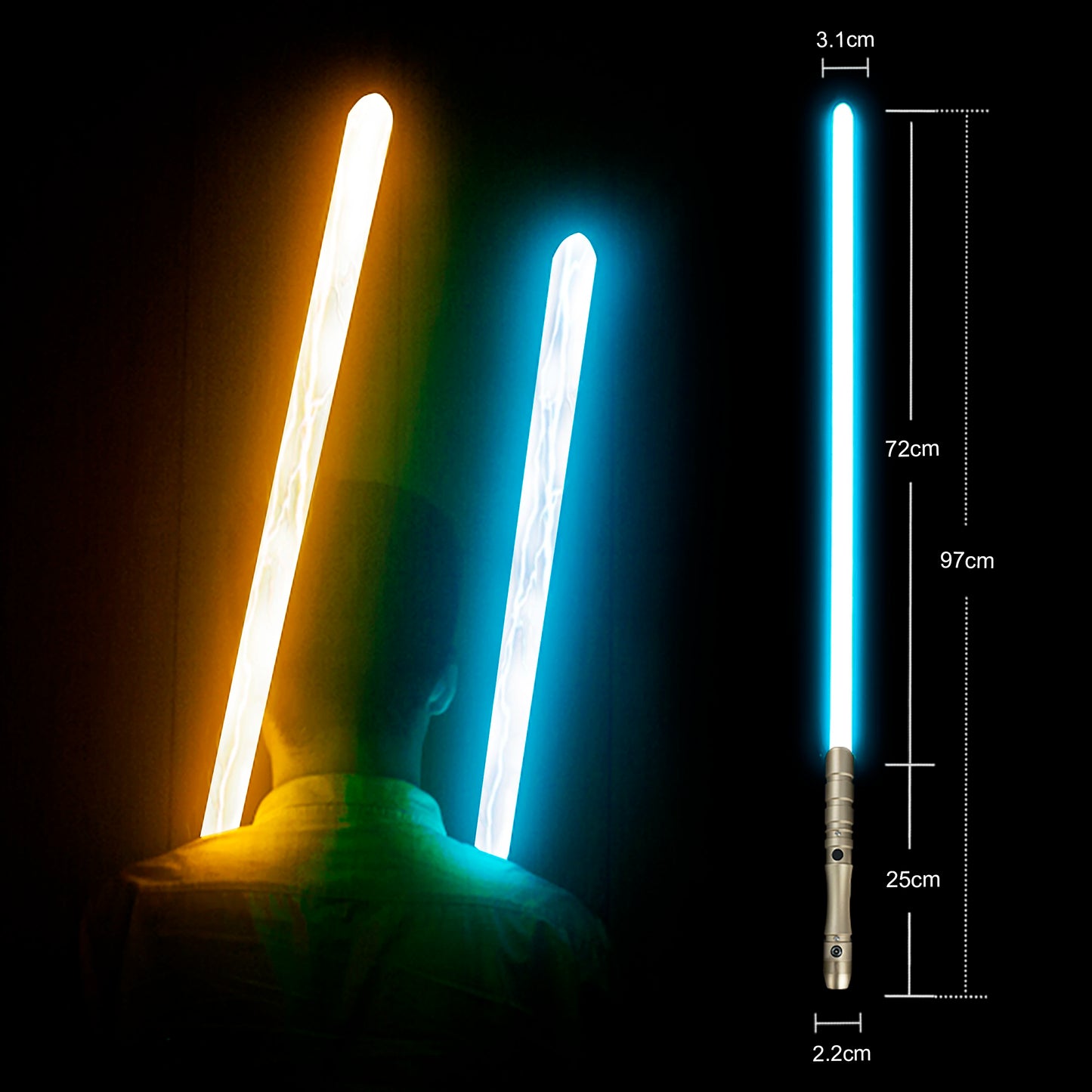 PHS Lightsaber 8-14 Old Boy Birthday Gift,USB Charge,4 Modes & Loud Sounds,Toy for Kids,Adults Xmas(97cm-Golden Hilt)