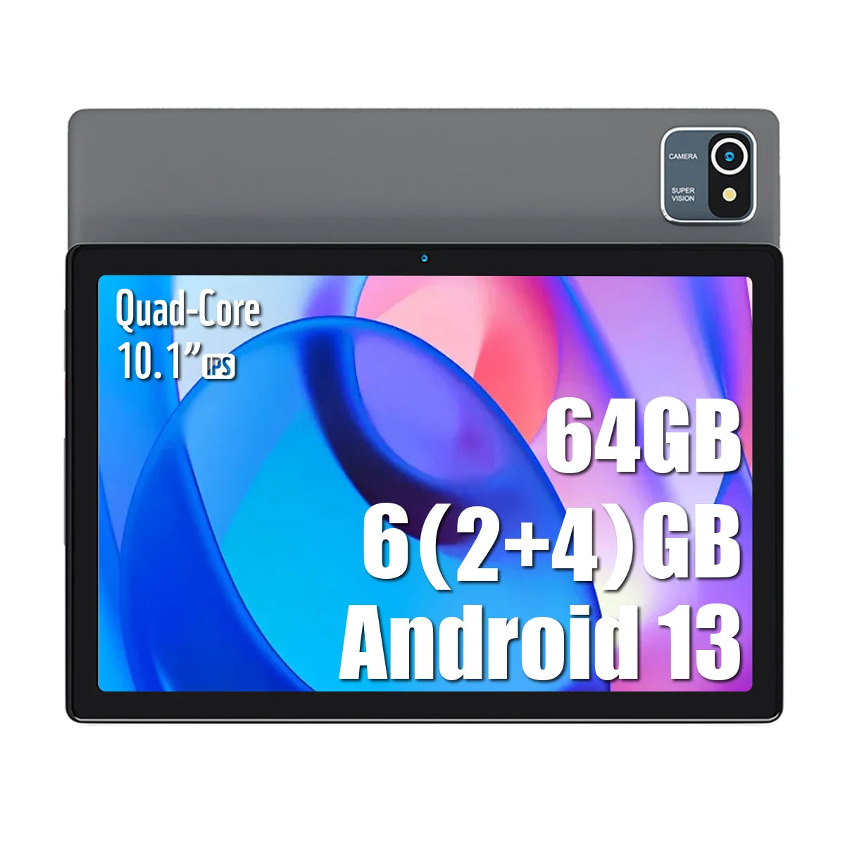 BESTSKI 10.1 inch Tablet, 6GB(4+2) RAM, 64GB ROM, 128GB Expand, 5000mAh, 1280x800 HD Touch Screen, 5MP+8MP Dual Camera (Silver)