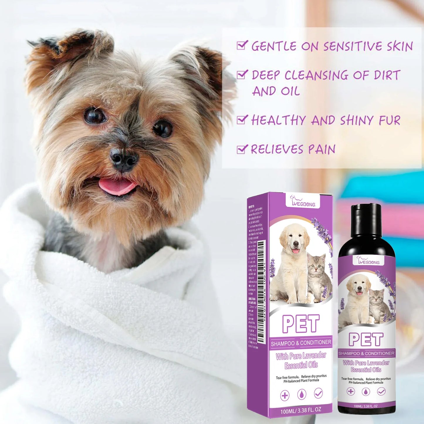 Yegbong 100ml Pet Shampoo Conditioner For Cat Dog Hair Softening