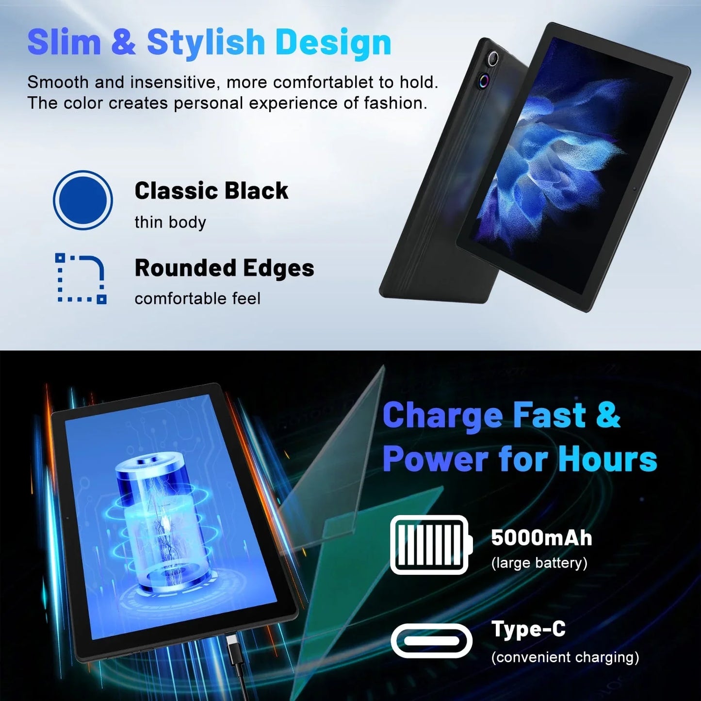 Android 14 Tablet 10 Inch Octa Core 64GB WiFi 6