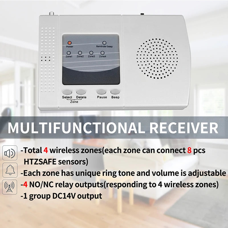 HTZSAFE Solar Beam Sensor Driveway Alarm System 800 Meters Wireless Range 100 Meters Sensor Range DIY Home Security Alerts