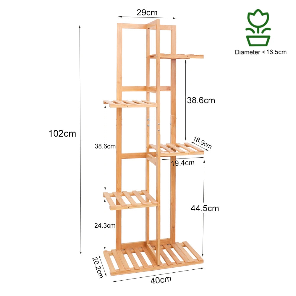 Bamboo 5 / 6 Tier Plant Stand Rack Multiple Flower Pot Holder