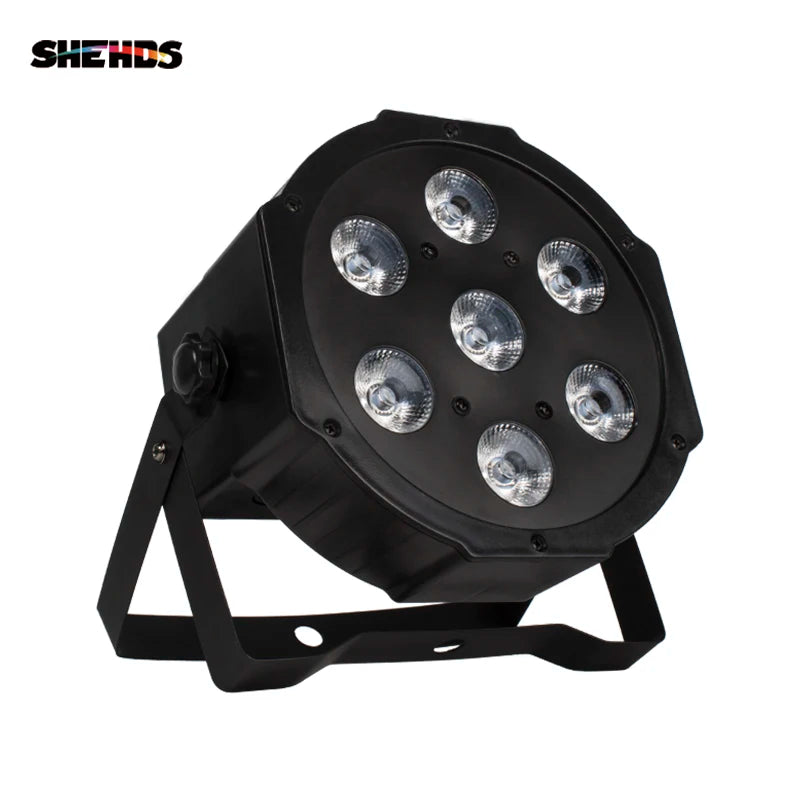 SHEHDS 1pcs LED Flat Par RGBWA+UV 7x18W DMX512 Light Stage Light For Home Entertainment Performances Club Party Stage