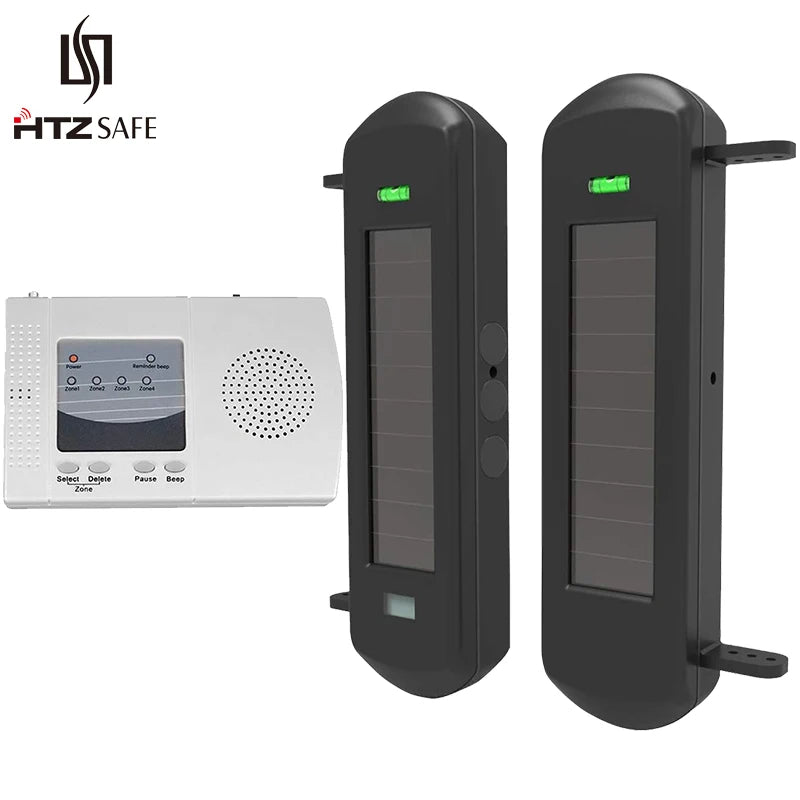 HTZSAFE Solar Beam Sensor Driveway Alarm System 800 Meters Wireless Range 100 Meters Sensor Range DIY Home Security Alerts