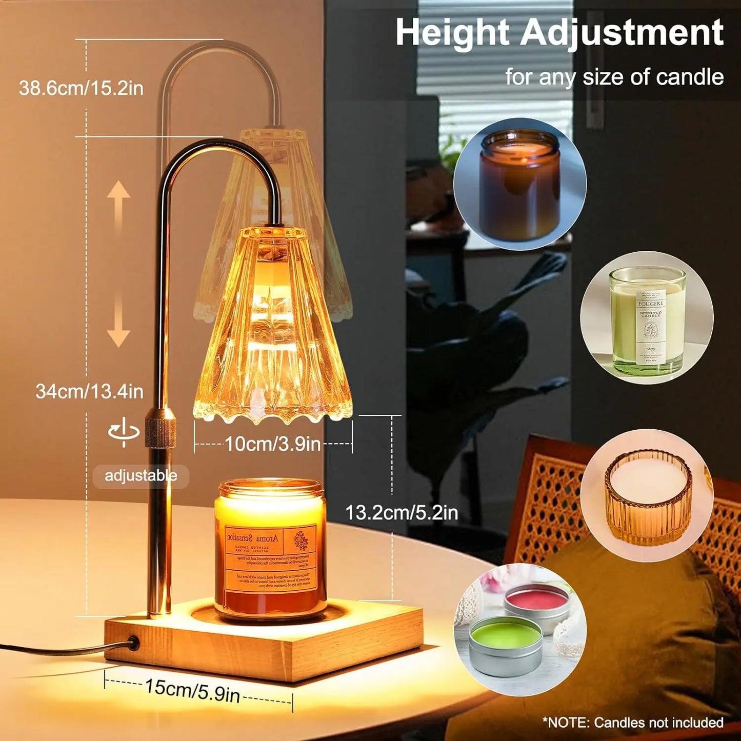 Lightess Candle Warmer Lamp with Timer Dimmer 2 Bulbs