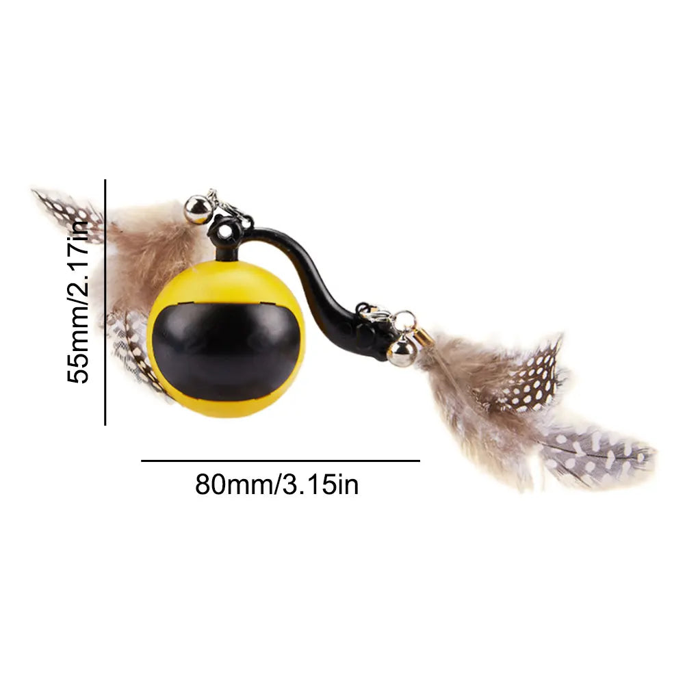 Cat Interactive Ball with Feather Tails And Sound Automatic Rolling Ball Interactive Cat Toy Ball for Cats and Kittens
