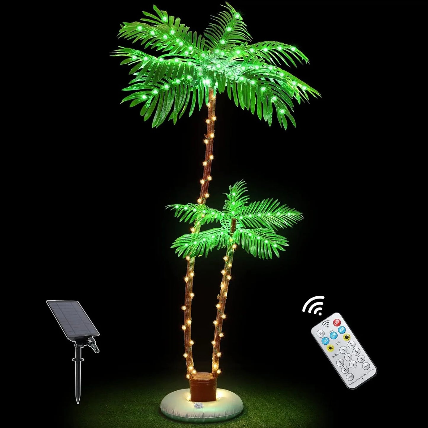 Solar-Powered LED Artificial Palm Trees for Outdoor Pool/Patio/Bar - Tropical & Christmas Party Decor Lights