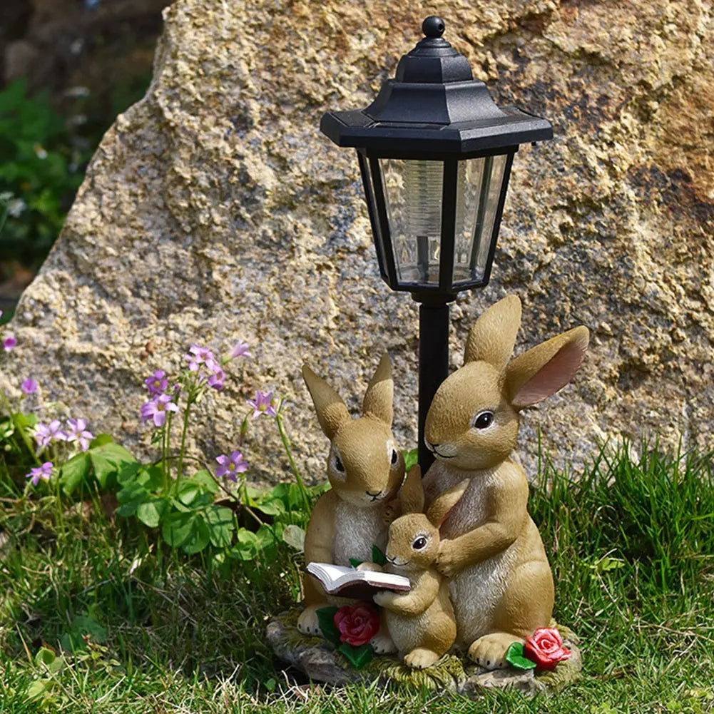 Solar Hexagonal Garden Lamp Resin Cute Figurine Light Animal/Child/Gnome Hexagonal Decorative Lamp Courtyard Decoration
