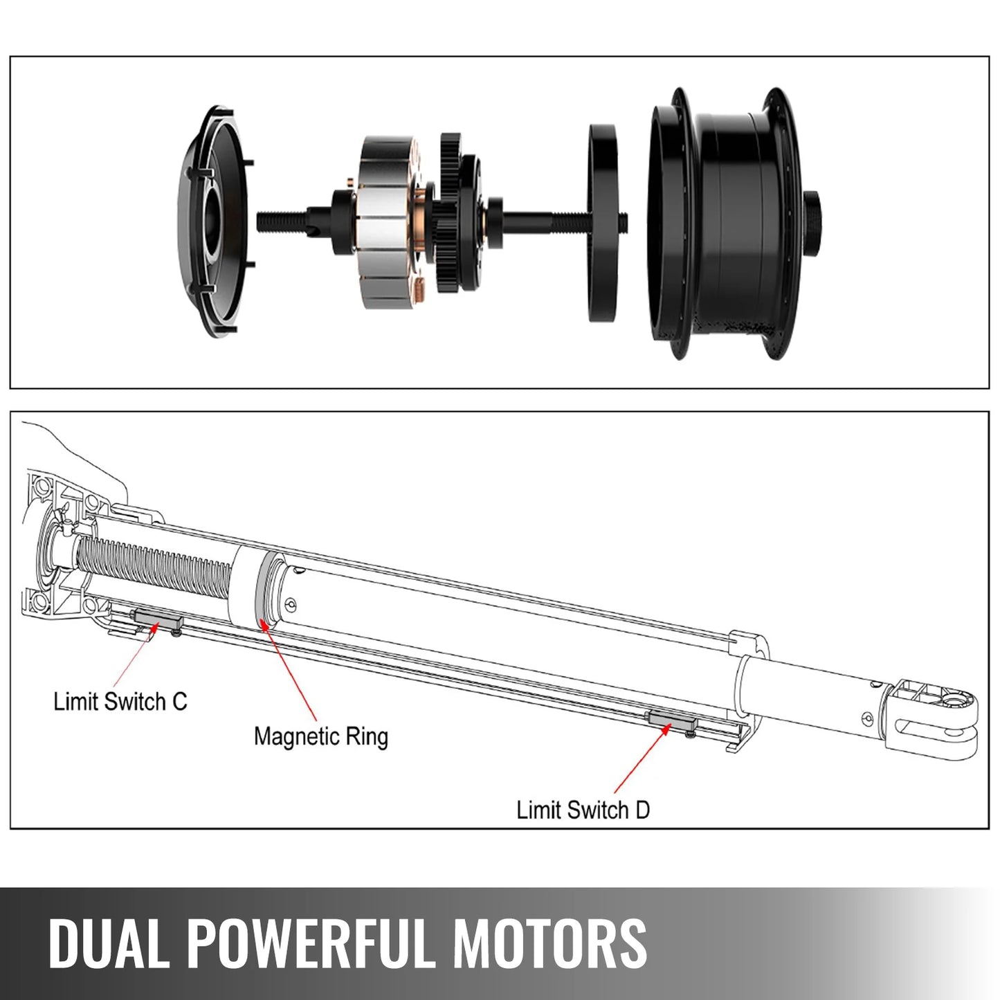VEVOR Dual Swing Gate Opener Kit 2PCs Heavy Duty 660lbs