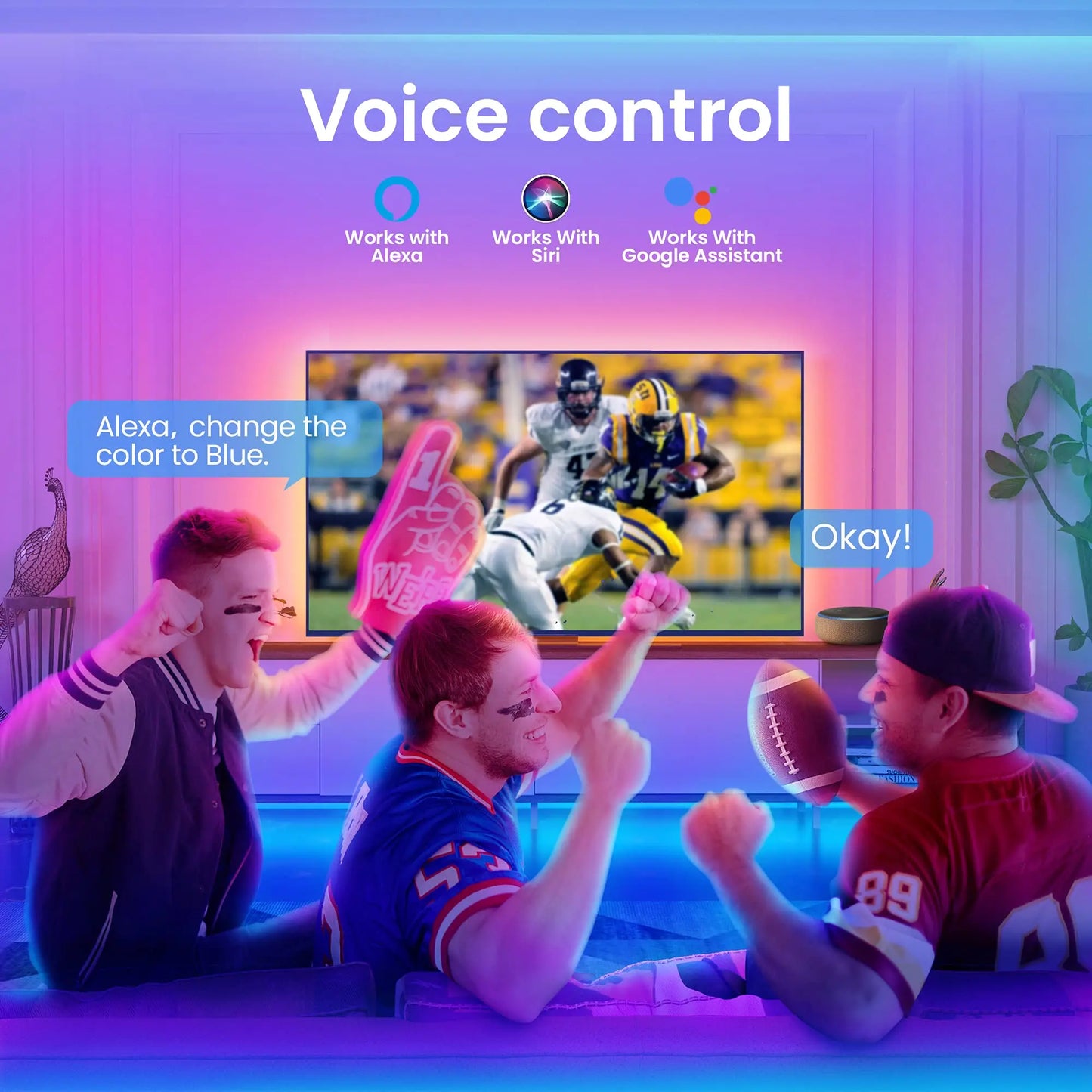Smart WiFi Led Lights 100ft, Tuya App Controlled Work with Alexa and Google Assistant, Timer Schedule Color Changing forBedroom