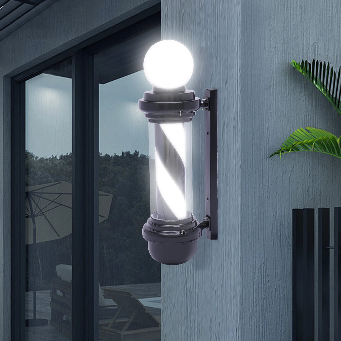 Barbershop Rotating Pole Led Light Hair Salon Stripes With Hanging Bracket Outdoor Sign Light Rainproof Waterproof Save Energy