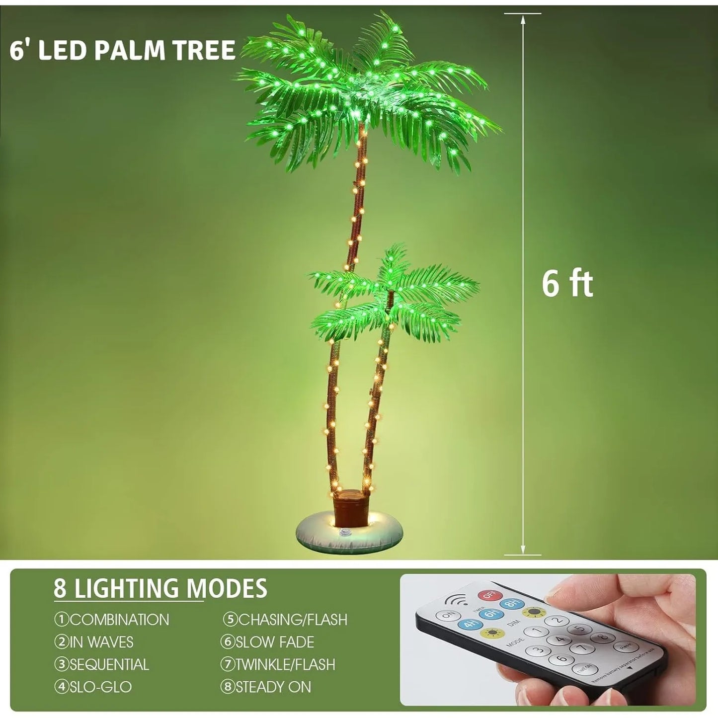 Solar-Powered LED Artificial Palm Trees for Outdoor Pool/Patio/Bar - Tropical & Christmas Party Decor Lights