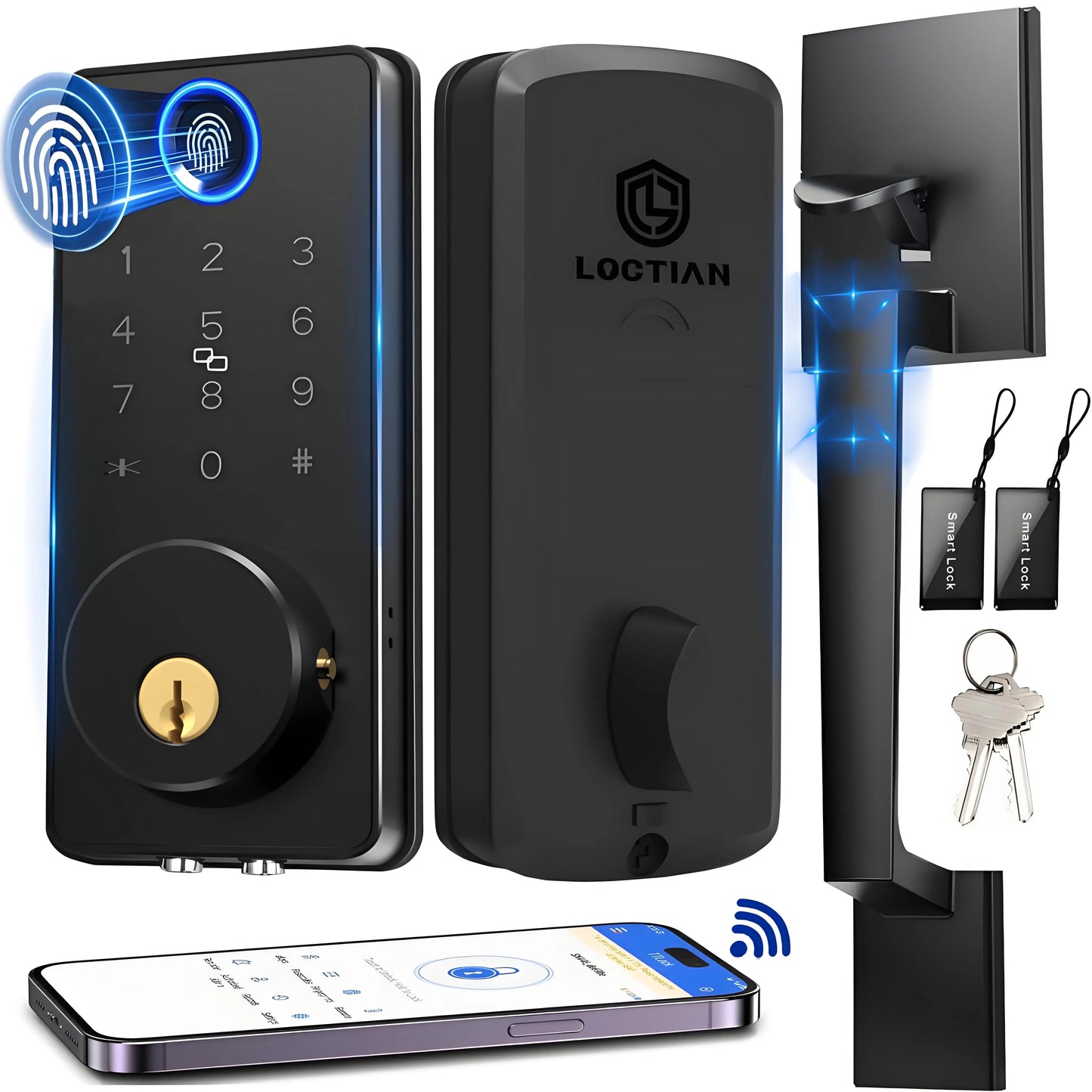 Blacksmith Fingerprint Electronic Door Lock Smart Lock with Front Door Handle Set App Remote Control Unlocking Password Lock