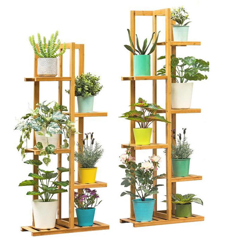Bamboo 5 / 6 Tier Plant Stand Rack Multiple Flower Pot Holder