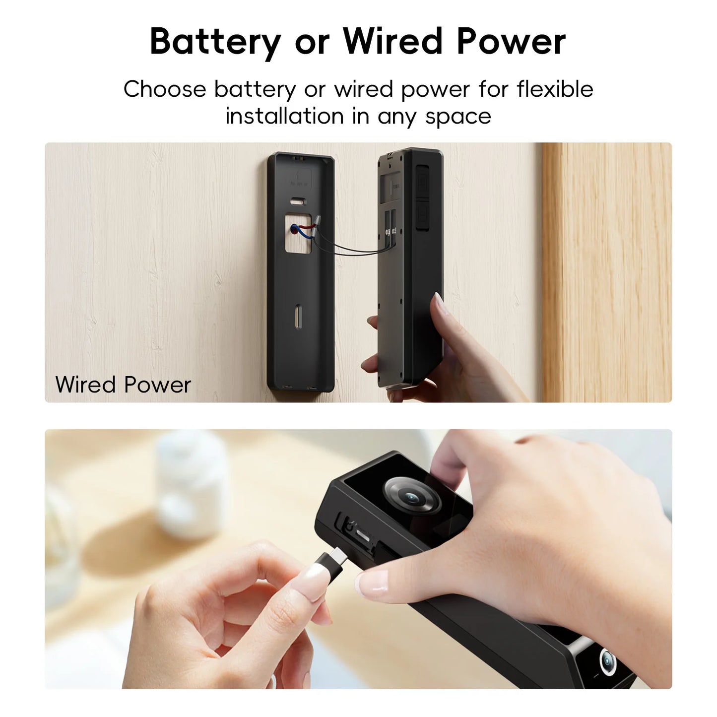 ZUMIMALL Dual Lens video Battery /wired power Doorbell Wireless with Chime, 2 Way Audio, Voice Changer