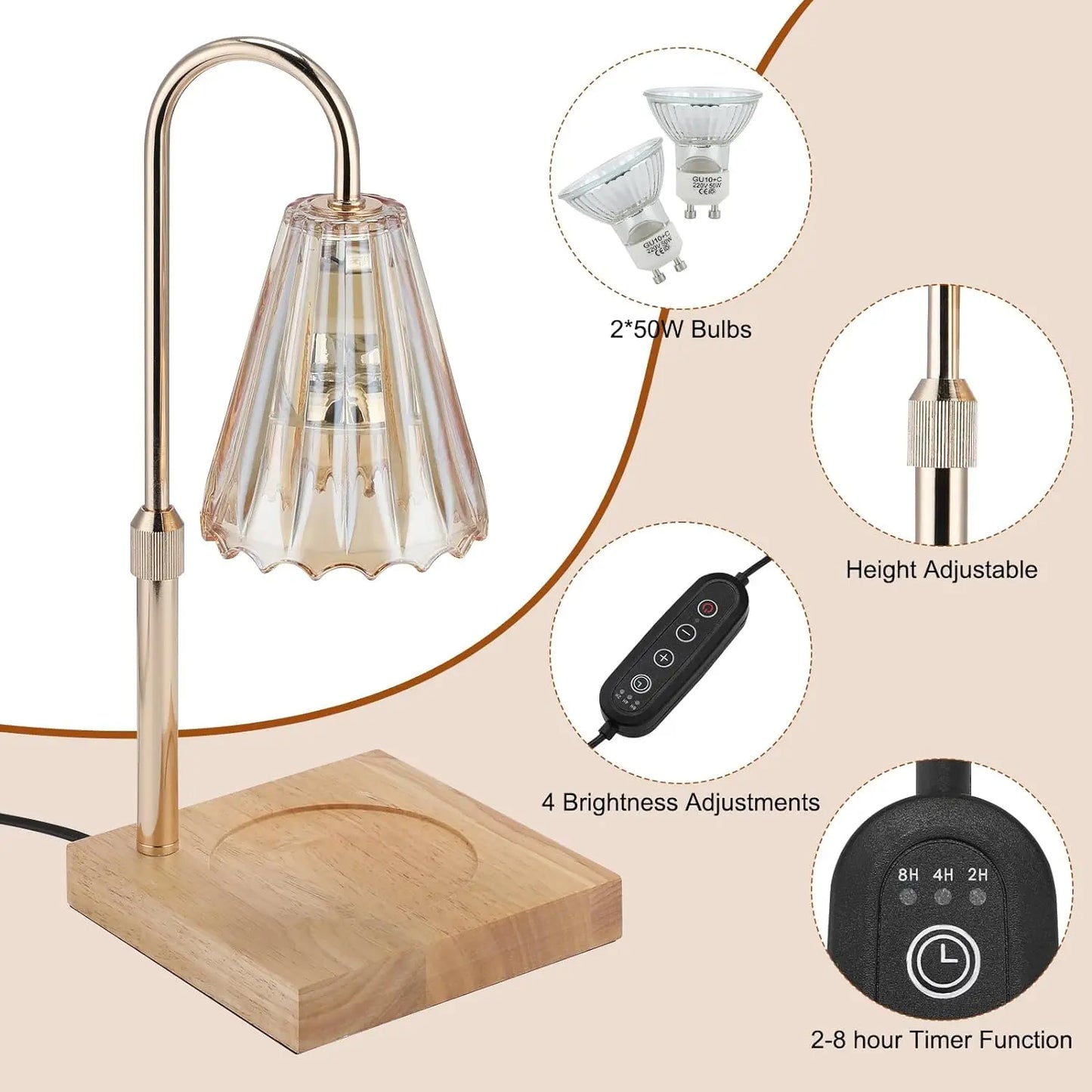 Lightess Candle Warmer Lamp with Timer Dimmer 2 Bulbs