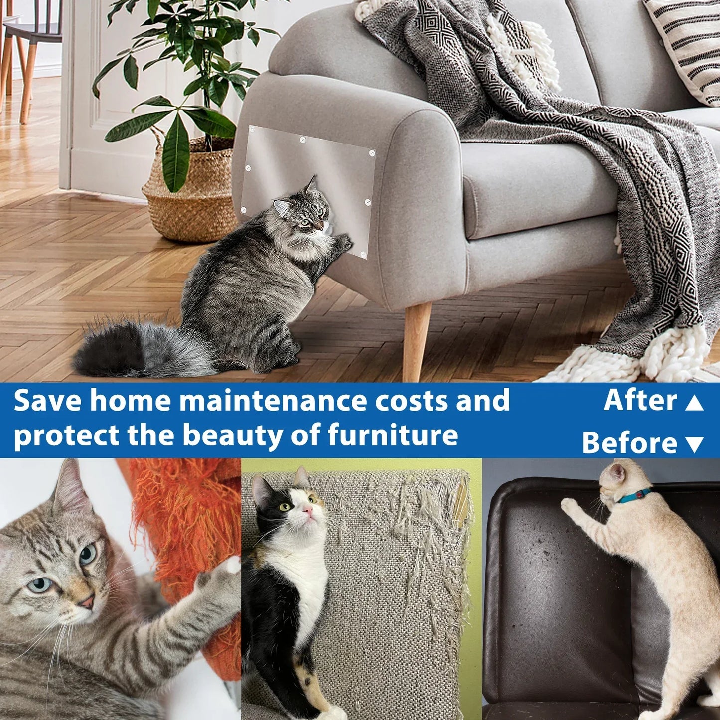 45x500cm Cat Anti Scratch Tape Transparent PVC Self-Adhesive