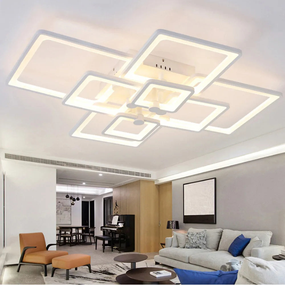 Bymaocar 8 Heads Modern Ceiling Light Led Acrylic Lamp Stepless Dimming Bedroom Living Room Chandelier Indoor Lighting+remote