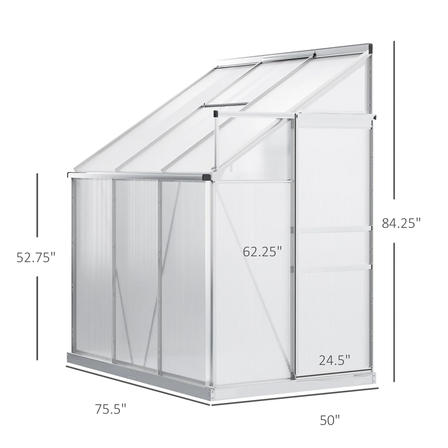 6' X 4' Walk-In Garden Polycarbonate Greenhouse Kit W/ Adjustable Vent, Clear