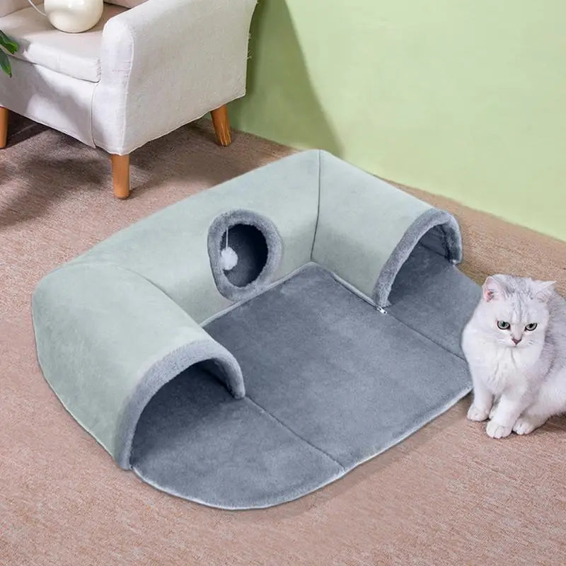 Cat Tunnel For Indoor Cats Removable Cat Beds Washable U Shape Cat Cave