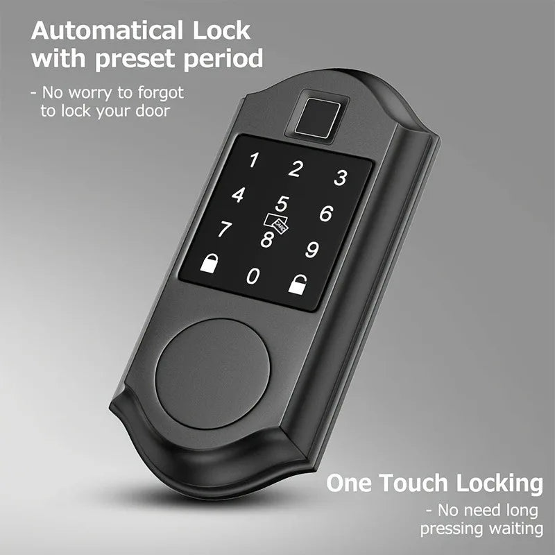 CIEPOJIT Smart Fingerprint Deadbolt Smart Door lock Electric Lock with Latch Auto Lock Key/Password/ TTLOCK APP