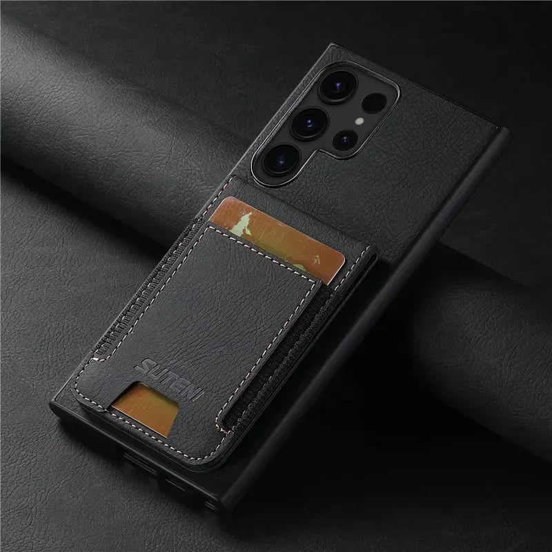 Luxury Shockproof Leather Wallet Flip Phone Case For Samsung S24 S23 S22Ultra Plus Magnetic Cover For Galaxy Note20 Ultra