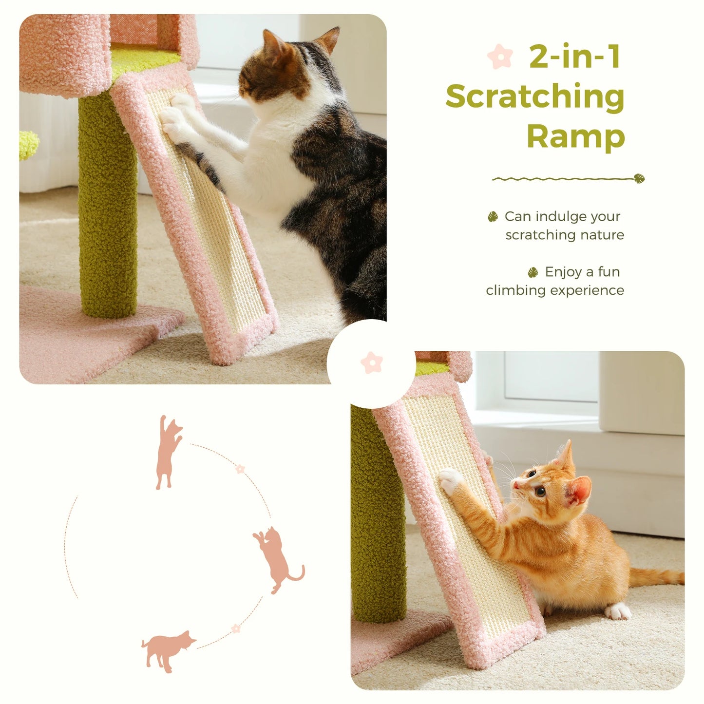 Flower Cat Tree Multi-Level Cat Tower with Scratching Posts