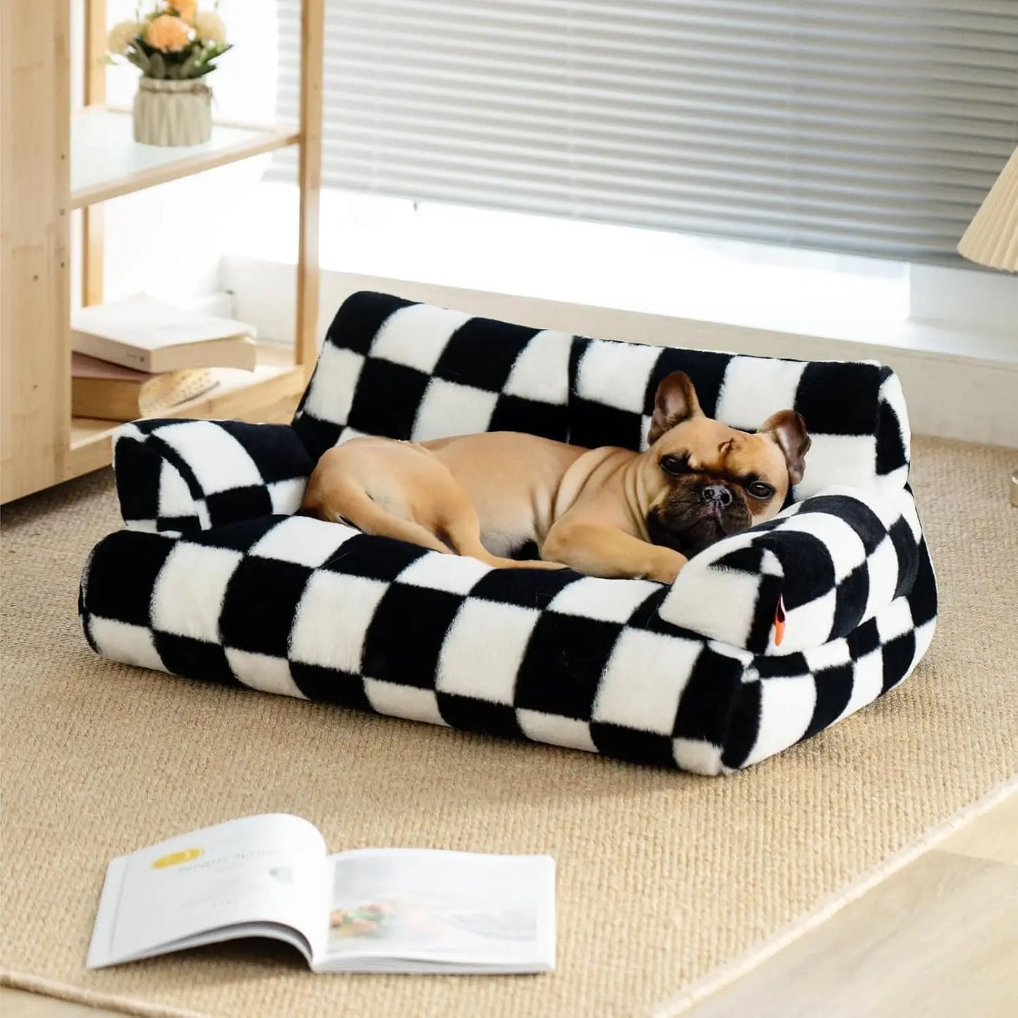 Mewoofun Pet Couch Bed 26x19 Washable Cat Beds Black White