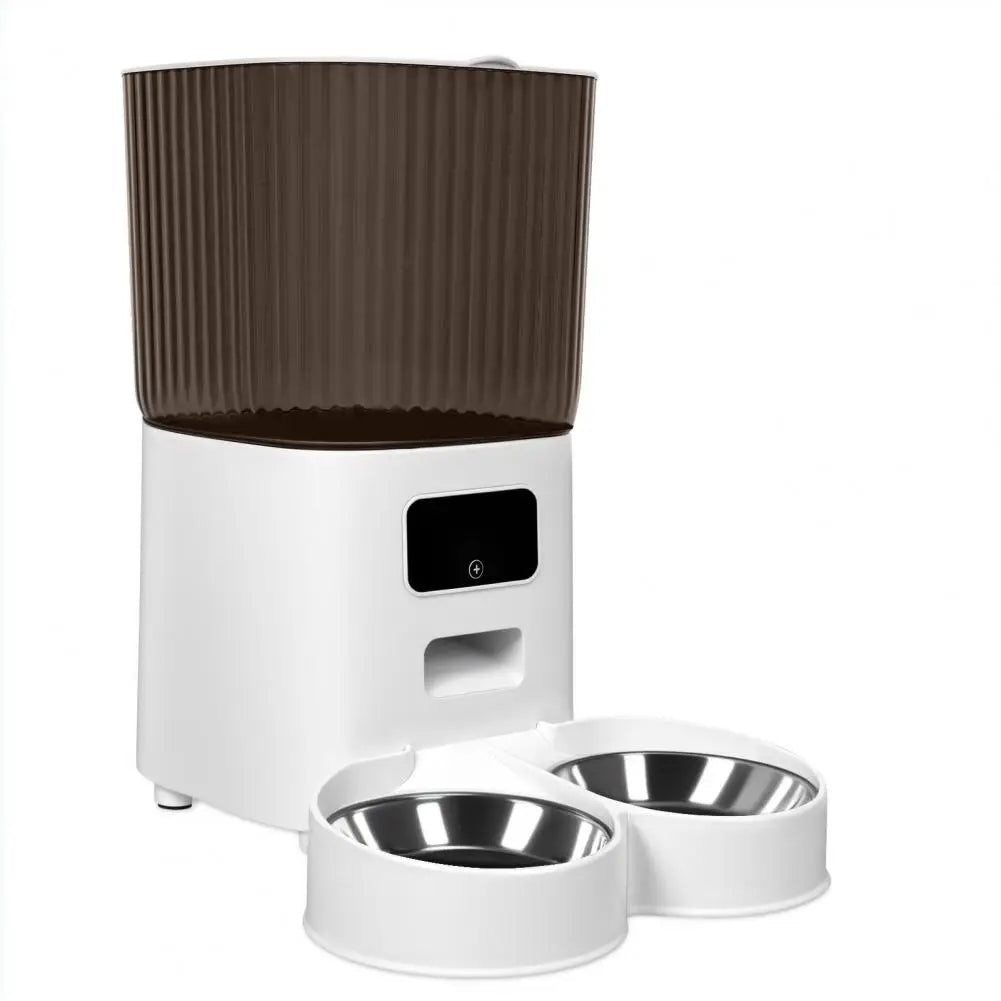 Smart Pet Feeder with Dual Bowls WiFi APP Control 5L Storage