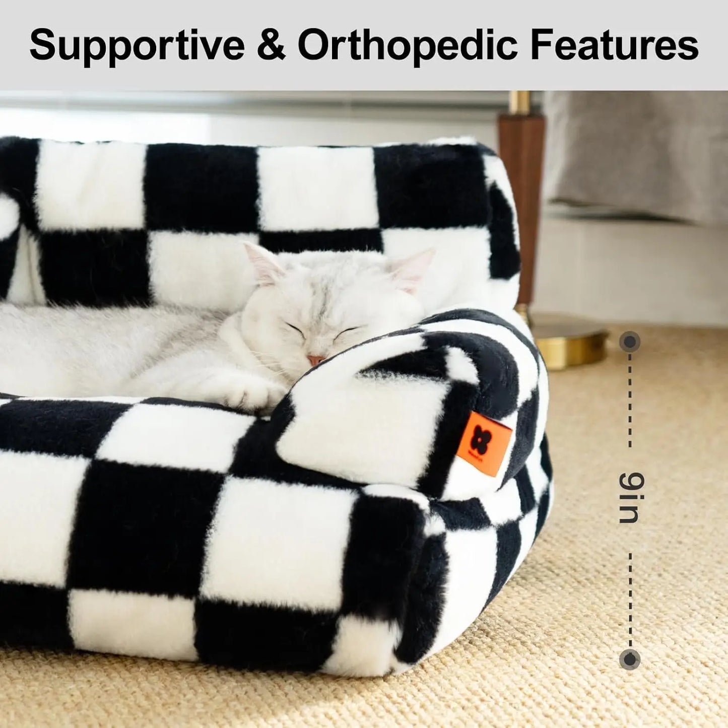 Mewoofun Pet Couch Bed 26x19 Washable Cat Beds Black White