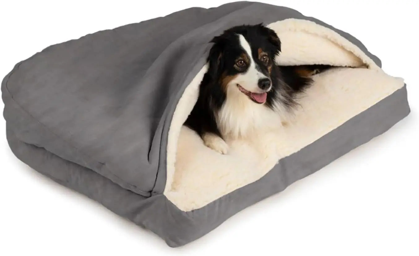 Cozy Cave Rectangle Dog Bed - Calming Burrow Bed for Dogs