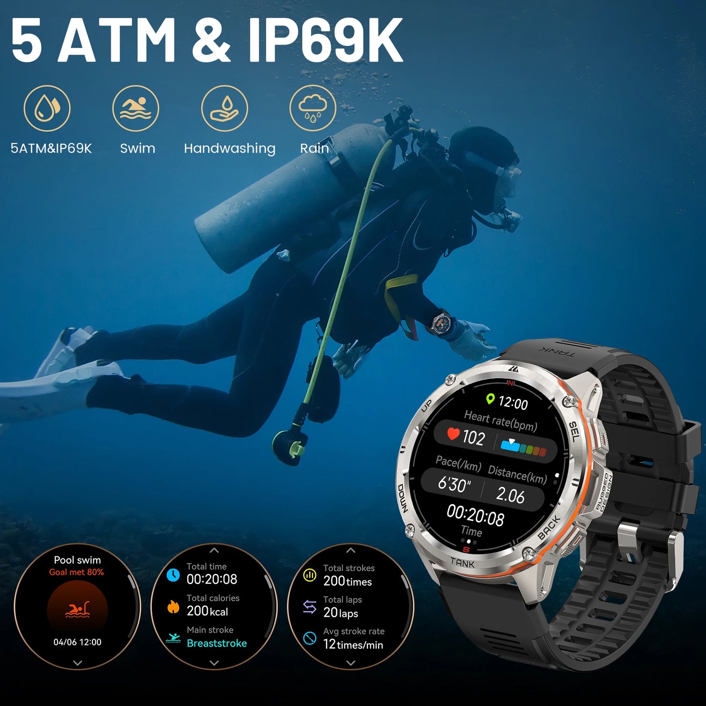 2025 NEW KOSPET TANK T3 Ultra GPS Smart Watches Waterproof