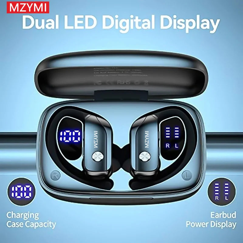 MZYMI Over-Ear Headphones Earhook T16 Bluetooth Earbuds In Ear Sports Earphones Hifi Sound Gaming Headsets LED Display For Phone