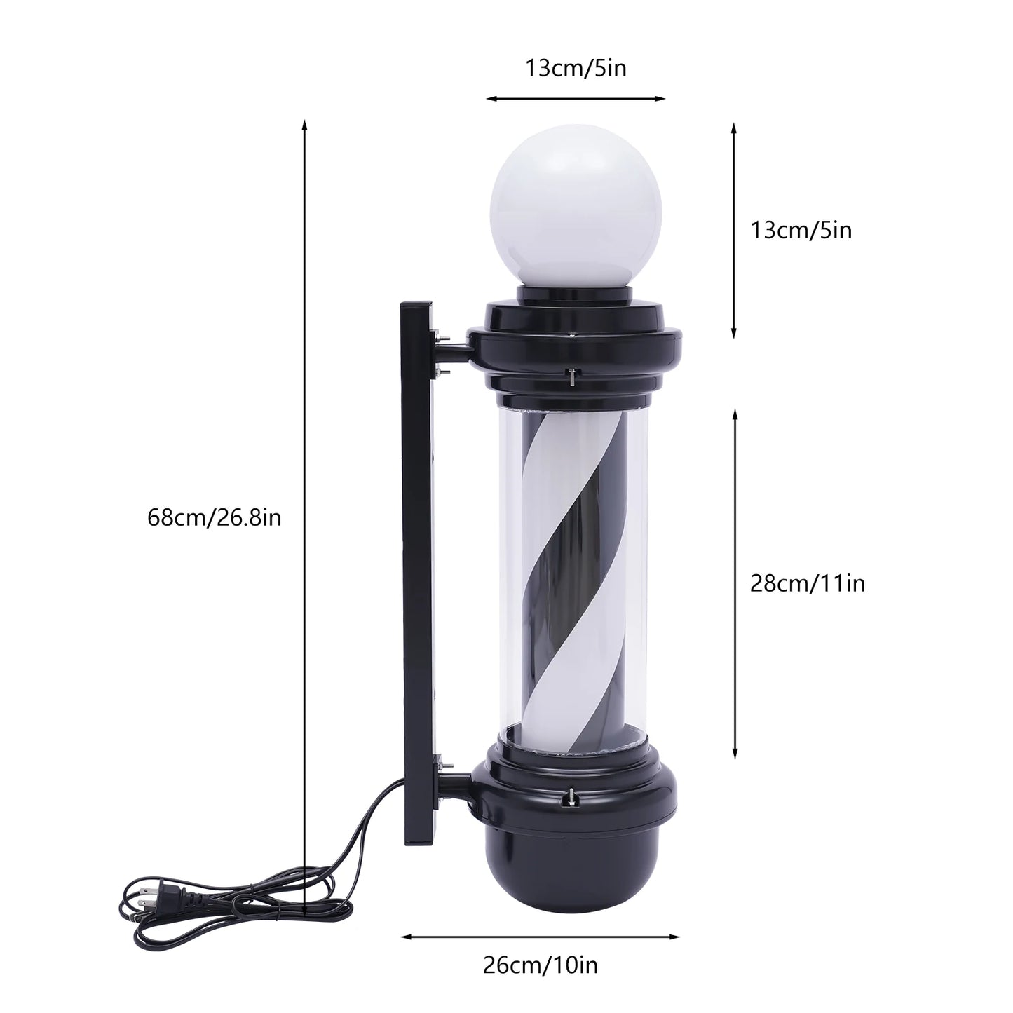 Barbershop Rotating Pole Led Light Hair Salon Stripes With Hanging Bracket Outdoor Sign Light Rainproof Waterproof Save Energy