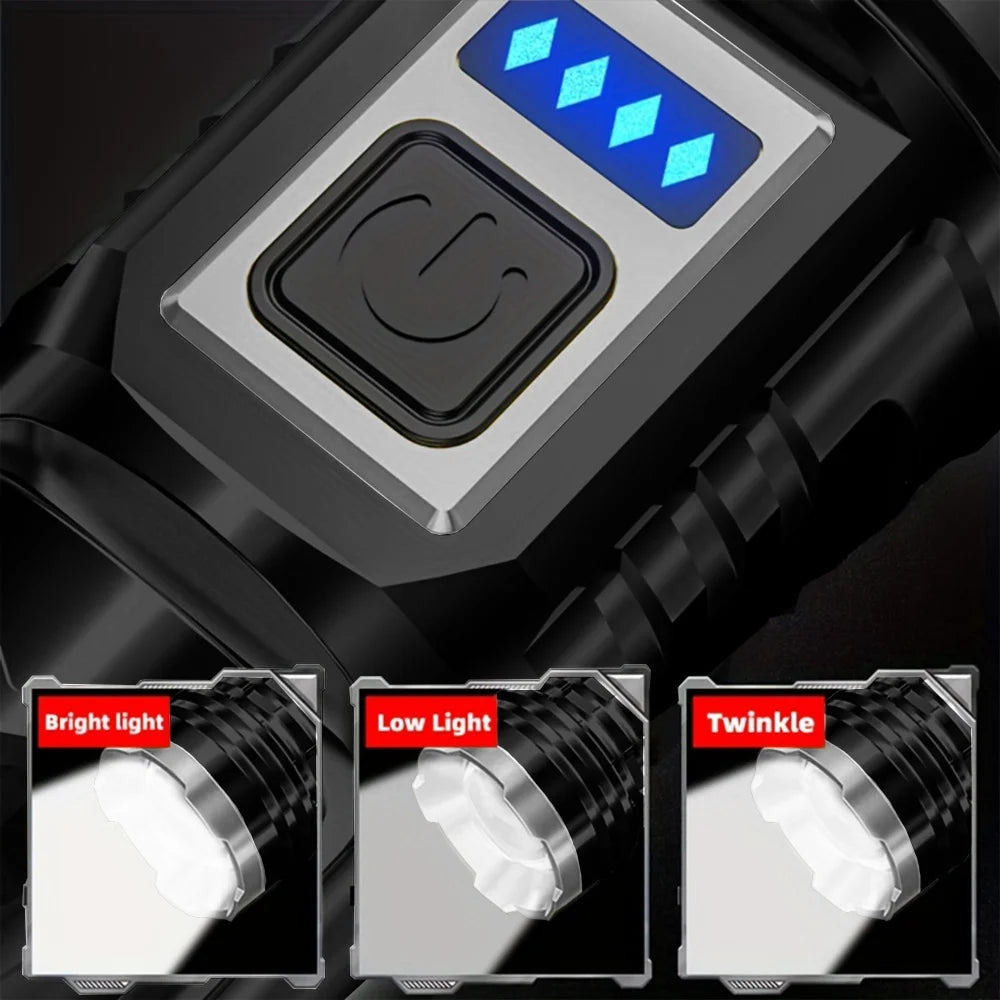 High Strong Light USB Rechargeable LED Flashlight Built-in Battery Tactical Torch for Outdoor Camping Hiking