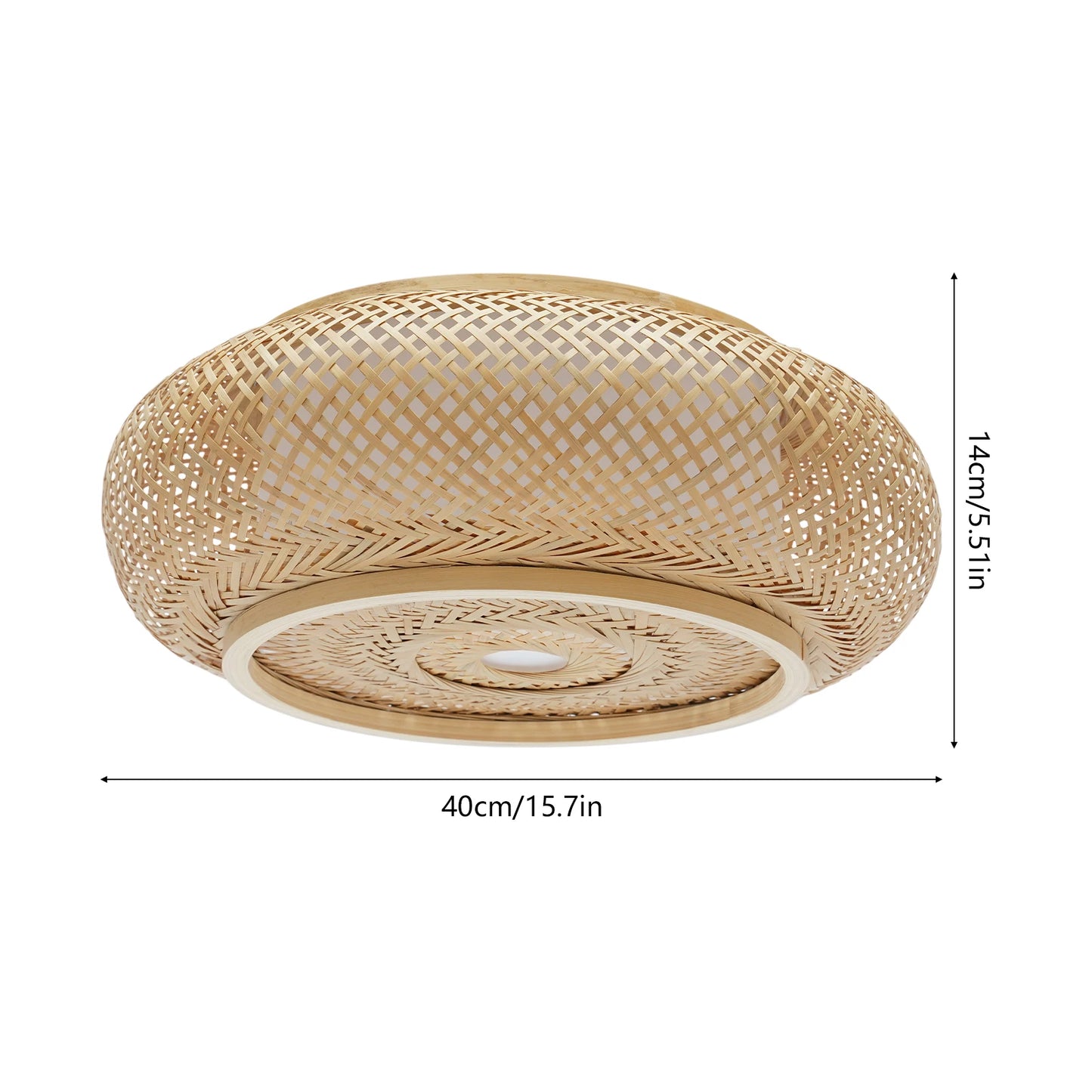 Bamboo Flush Mount Ceiling Light Rustic Rattan Ceiling Fixture Hanging Lamp Flush Mount Ceiling Light 110V 3*E26 Bulbs