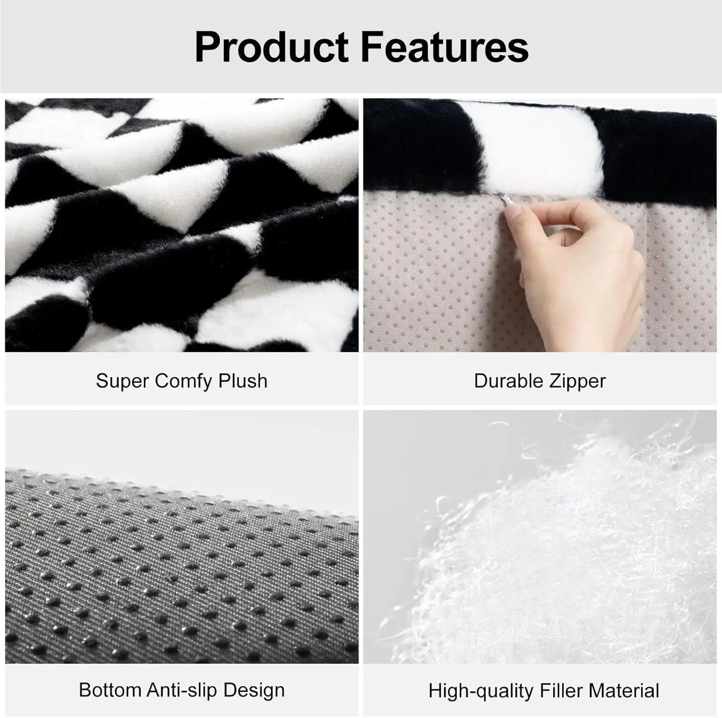 Mewoofun Pet Couch Bed 26x19 Washable Cat Beds Black White
