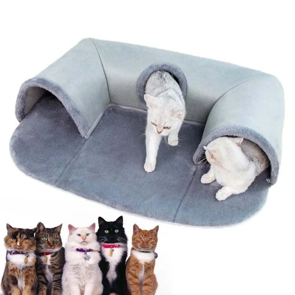 Cat Tunnel For Indoor Cats Removable Cat Beds Washable U Shape Cat Cave