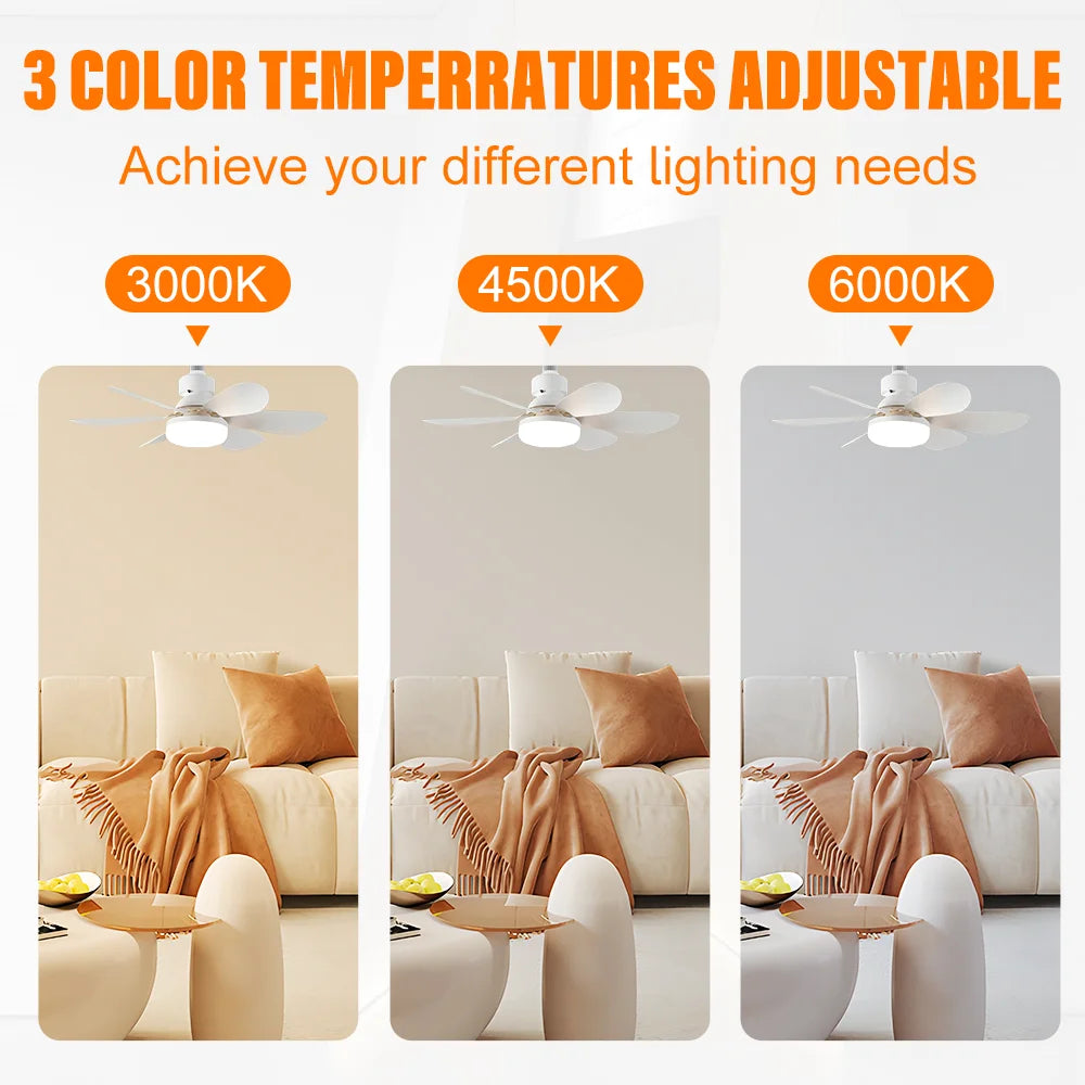 40W E27 LED Ceiling Fan Light with Remote Control Dimming Hanging Adjustable Wind Speed Fan Lamps for Living Room Study Home