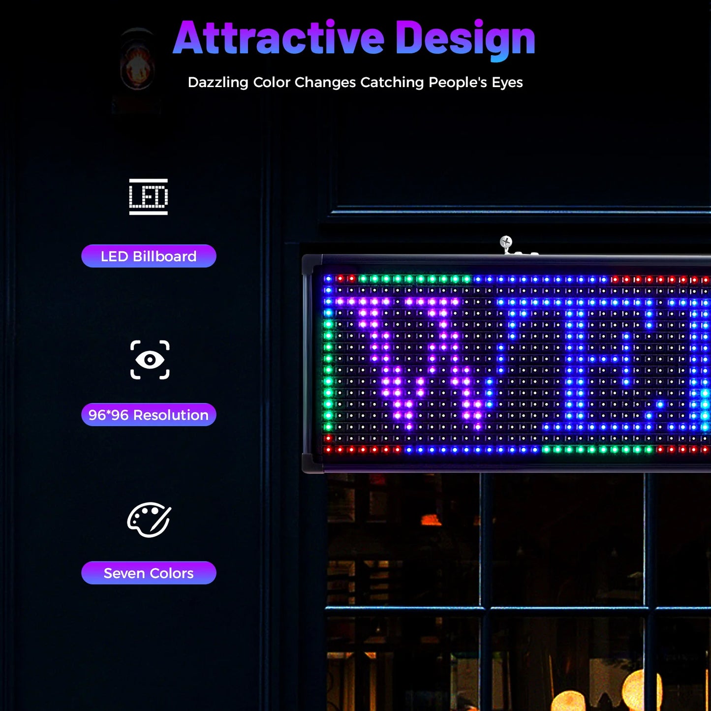 Small 40"x8"x2" LED Scrolling Sign Programble Digital Advertising Seven-color Display Board Selectable Lighting Modes Widely Use