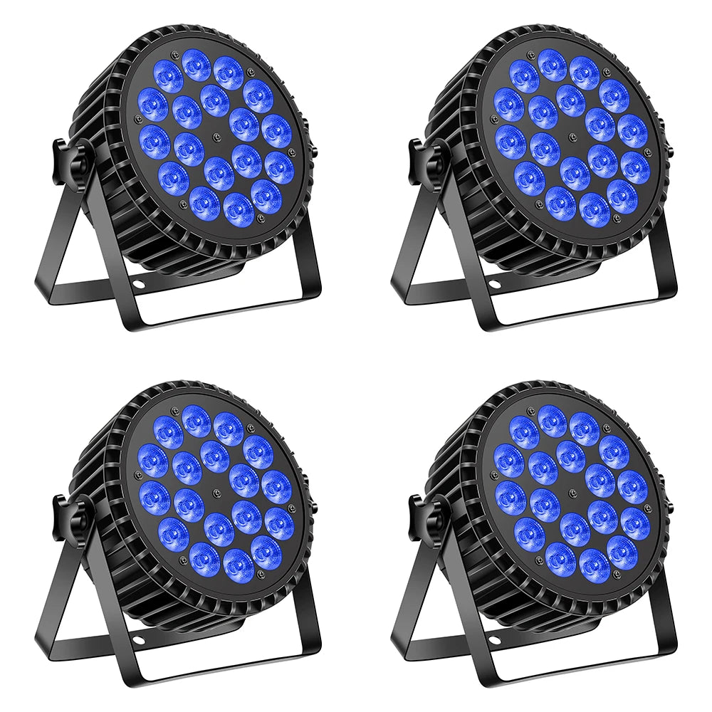 U'King 4PCS 200W LED Par Light DMX512 18x8W RGBW LED Wash Light Effect Flat Light for DJ Disco Party Club Wedding Stage Light