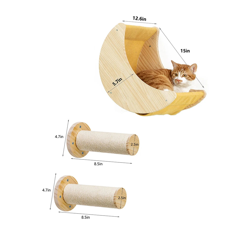Cat Shelf Wall Hammock Climbing Shelves Moon Shaped Perches