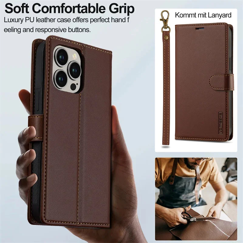 2 in 1 High Quality Retro Magnetic Flip Leather Case for iPhone 16 15 14 13 12 11 XR XS SE 2024 Wallet Card Cover Phone Case