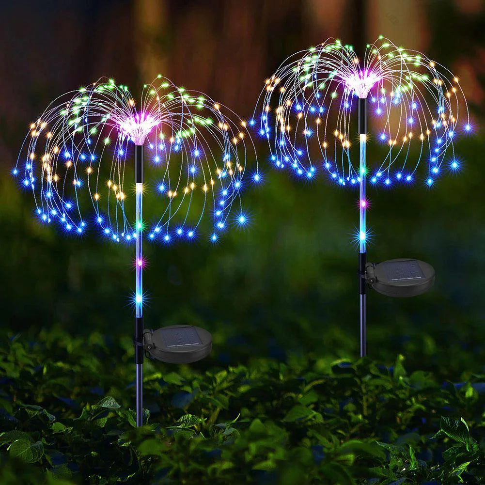 2Pcs Solar Fireworks Lights Waterproof Solar Outdoor Garden Lights Solar Fairy Light for Yard Patio Pathway Lawn Flowerbed Decor