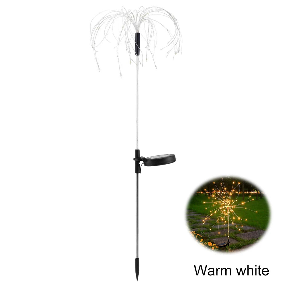 2Pcs Solar Fireworks Lights Waterproof Solar Outdoor Garden Lights Solar Fairy Light for Yard Patio Pathway Lawn Flowerbed Decor