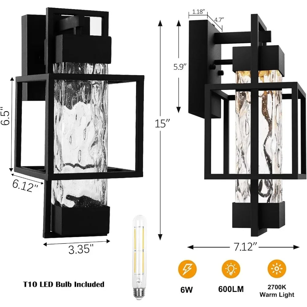 Outdoor Light, 2 Pack, Fixtures Dusk To Dawn Outdoor, 15" Exterior Wall Sconce Waterproof Porch Light, Solar Lights