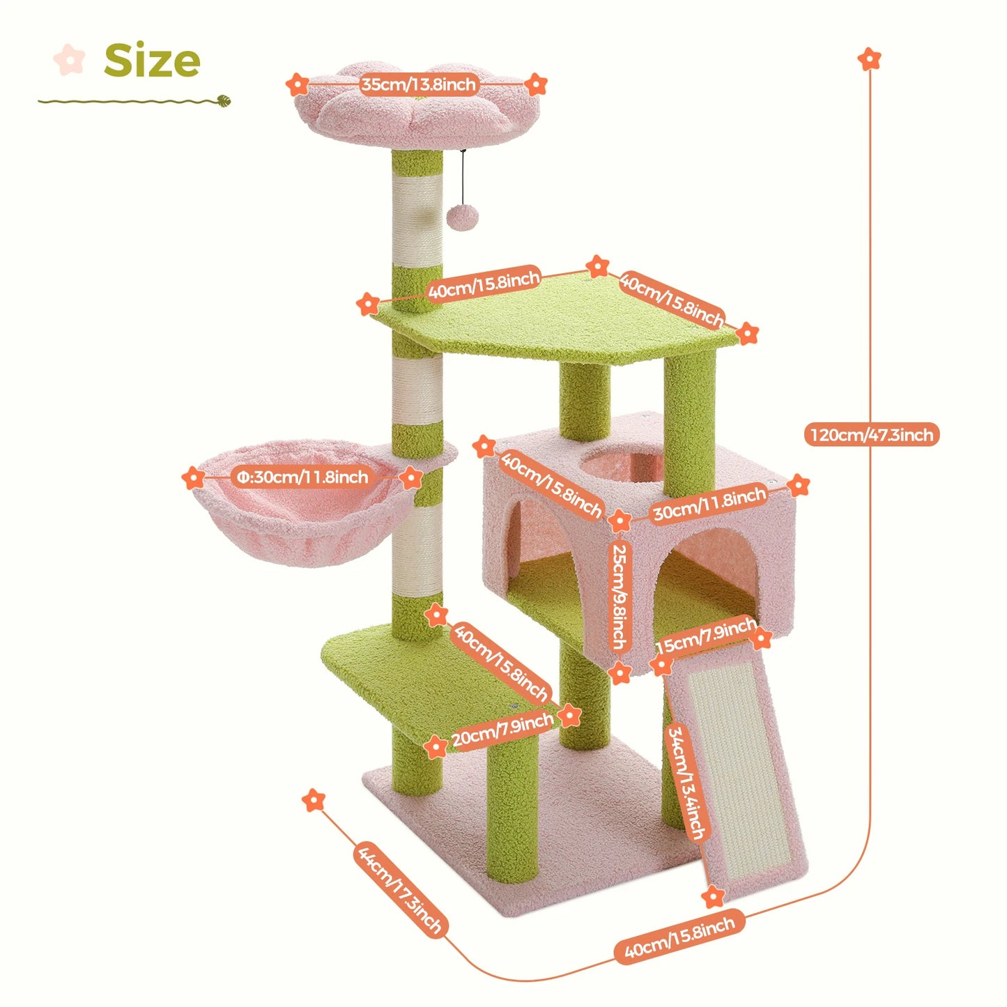 Flower Cat Tree Multi-Level Cat Tower with Scratching Posts