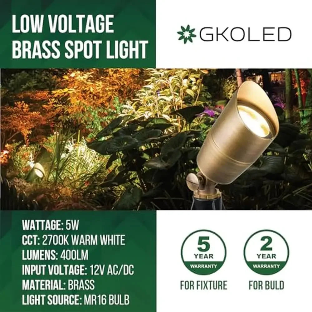 Compact Brass Outdoor Landscape Spot Light 12V AC DC Waterproof