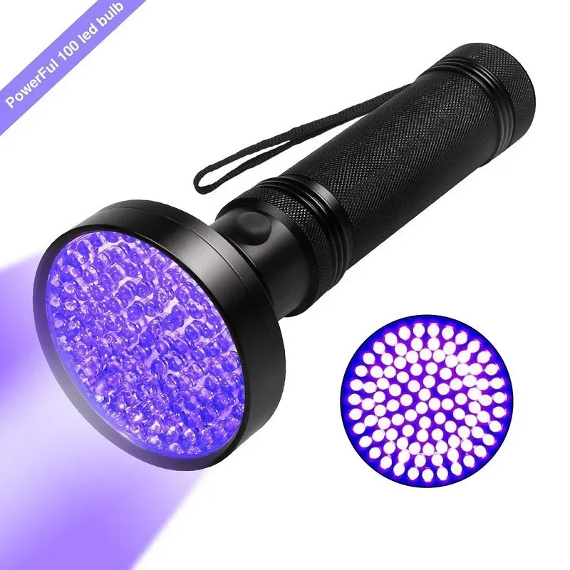 Skywolfeye 2PC Purple UV Flashlight 100 LED with Battery