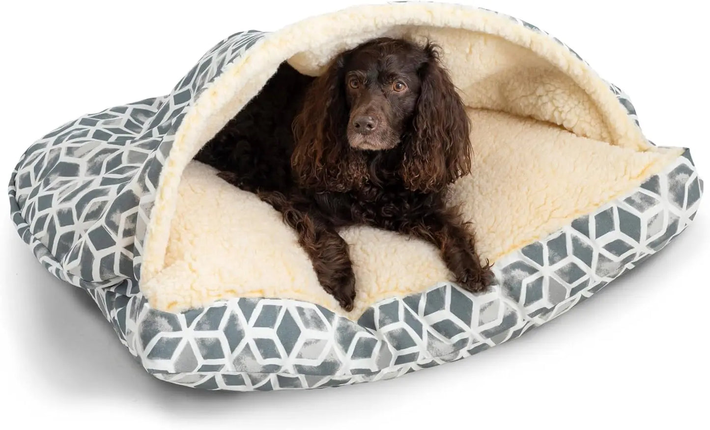 Cozy Cave Rectangle Dog Bed - Calming Burrow Bed for Dogs